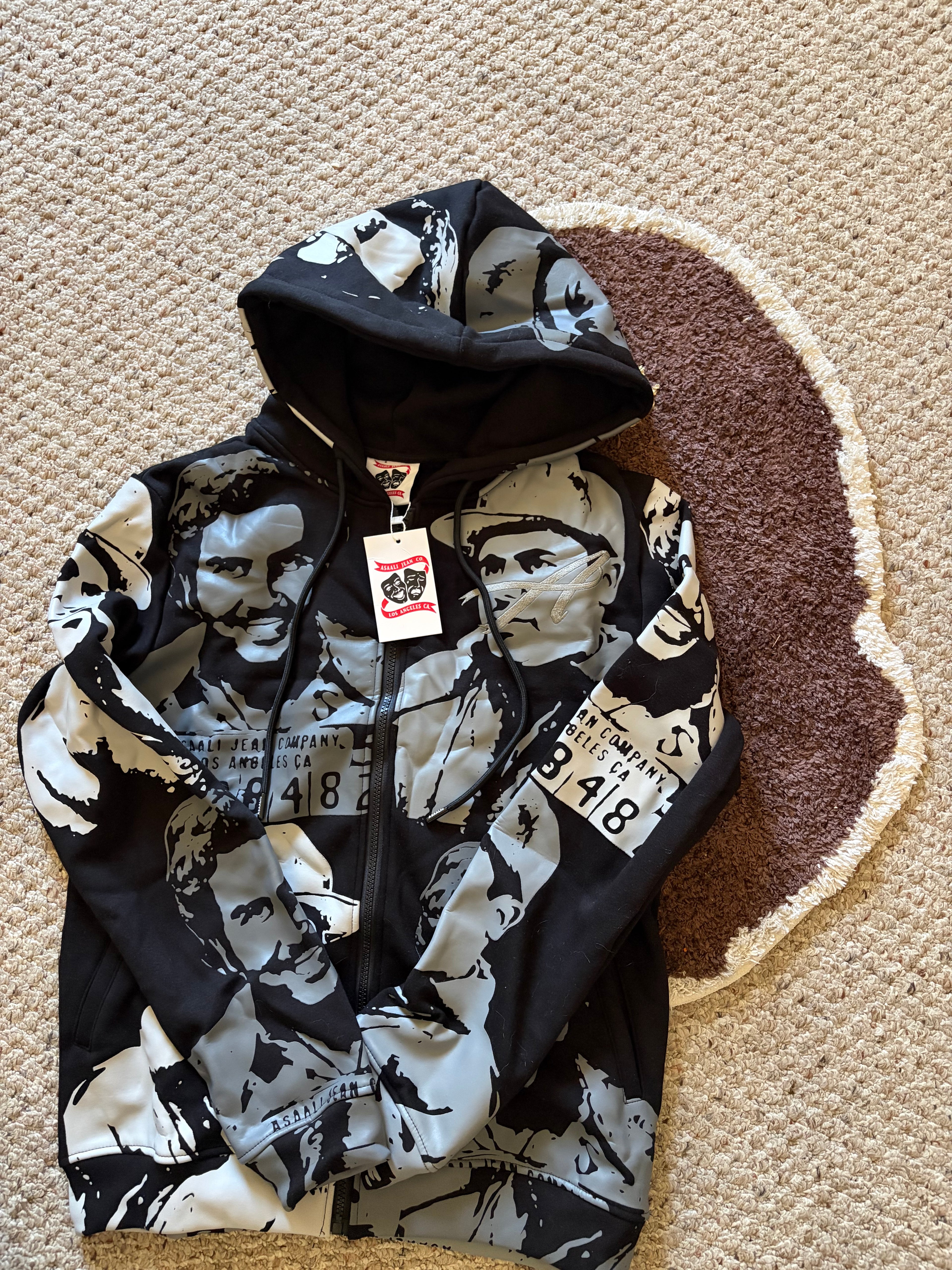 Asaali Grey Monochrome Cartel Zip up